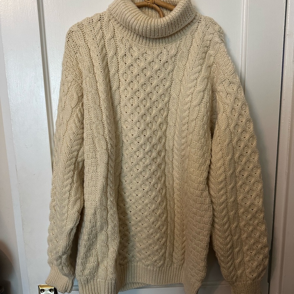 Vintage John Molly Cream Turtleneck Cable Knit Sweater